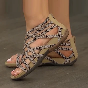 Letné Ženy Sandále Bežné Dámy Kliny Sandále Kolo Prst Duté Priedušná Otvorené Prst Ženské Topánky Ríme Sandalias Farbou