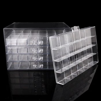 120 Mriežky Transparentné Nail Art Decoration Úložný Box Kamienkami Guľôčky Príslušenstvo Displej Kontajner Prípade Manikúra Nástroj