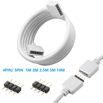 1 M-2,5 M 5M 5PIN 4PIN led konektor Predlžovací Kábel kábel Drôt s ihlou pre SMD 5050 3528 RGBW RGB LED Pásy svetla