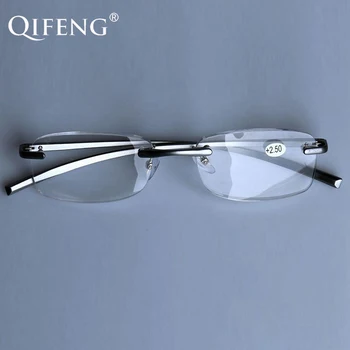 Okuliare na čítanie Muži Ženy Hliníka bez obrúčok Diopter Presbyopic Okuliare Muž Okuliare +1.0+1.5+2.0+2.5+3.0+3.5+4.0 QF266