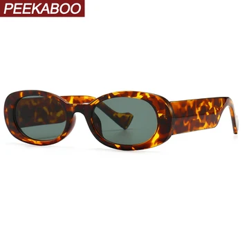 Peekaboo retro oválne ženské okuliare uv400 2021 dámy lacné slnečné okuliare pre mužov leopard hnedé doplnky strany zelená oranžová