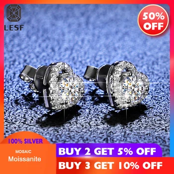 LESF 925 Silver 0.5 Ct Srdca Moissan Diamond Náušnice Žien Stud Náušnice, Módne, Typ Zásnubný Dar, Jemné Šperky