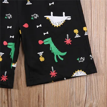 2 Ks Batoľa Letné Oblečenie, Baby Boy Dinosaura Tlač Krátky Rukáv Kolo Krku T-shirt + Šortky