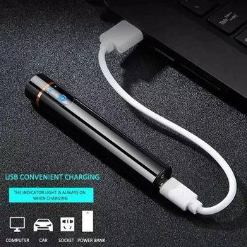 Cigareta Elektrický Zapaľovač USB Nabíjateľné Valcové Výkon Displej Dotykové Snímanie Volfrámu Mini Prenosné Vetru Svetlo