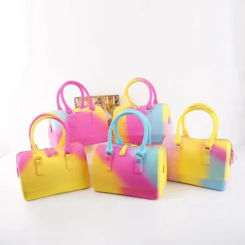 Nové Módne Jelly Taška Ženy Lete Námestí Farebné Candy Bag Dievča Rainbow Kabelka Vertikálne Vankúš taška Femal Masér Taška GDB039