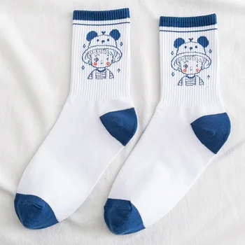 Nový produkt Japonský modré Ponožky dámske Kawaii roztomilý letné tenké cartoon dámske ponožky módne kórejský biela graffiti Dievčenské Ponožky